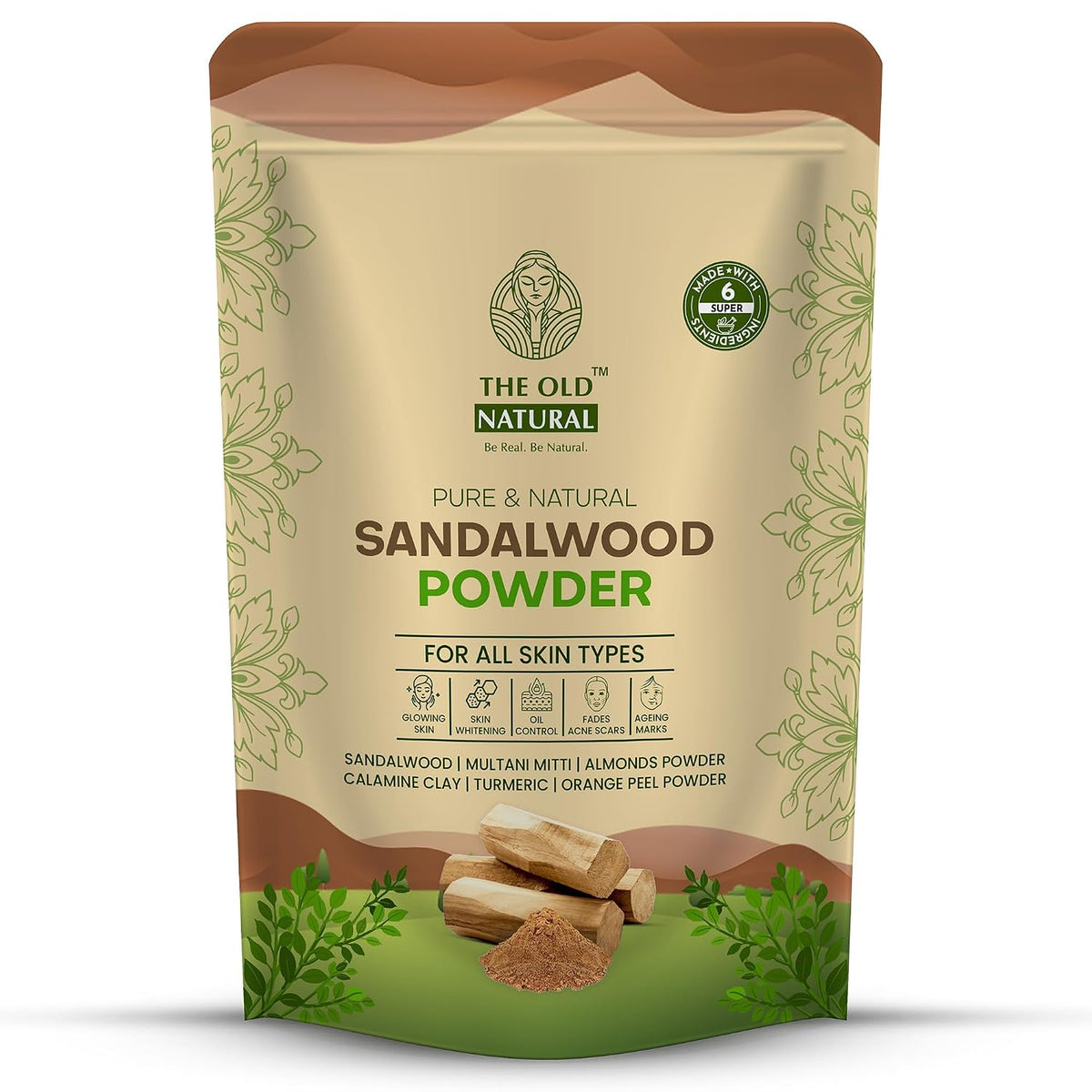 The Old Natural Sandalwood Powder & Multani Mitti Combo (200g Each), 100% Pure & Natural Chandan + Fuller’s Earth, Face Pack for Glowing Skin, Oil Control, Acne Care, Deep Cleansing, Skin & Hair Care