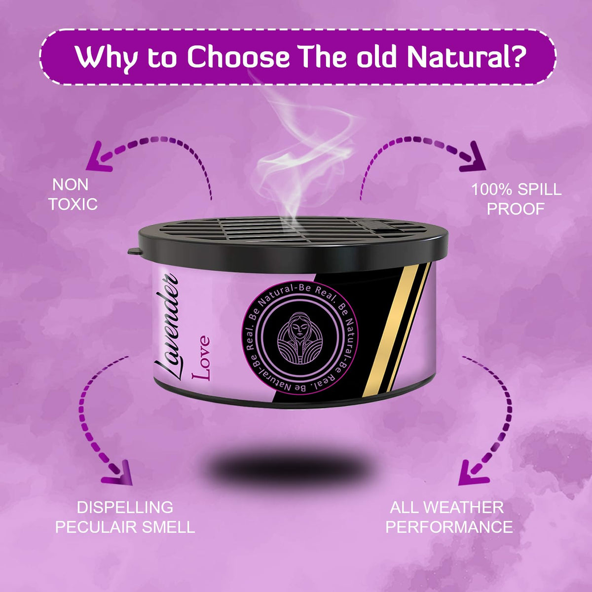 The Old Natural Car Perfume | Car Perfumes And Fresheners | Dashboard Car Freshener | Stress Relieving & Pest Repellent | Essential Oil Based Car Perfume (Lavender Love)