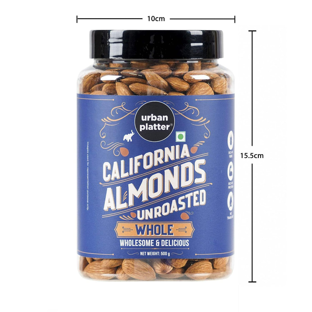 Urban Platter Raw California Almonds, 500G