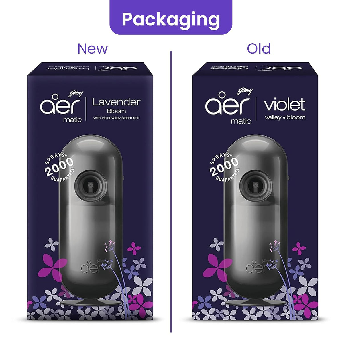 Godrej aer Matic Kit (Machine + Refill) - Automatic Room Fresheners with Flexi Control Spray | Lavender Bloom | 2000 Sprays Guaranteed | Lasts up to 60 days (210ml)