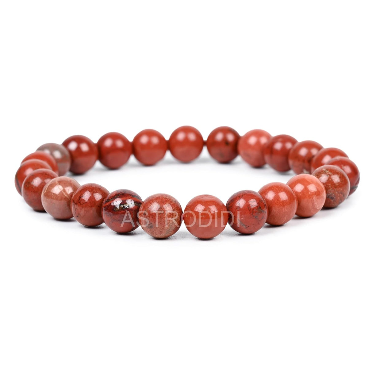 ASTRODIDI Natural Certified Red Jasper Stone Bracelet | Help to Improve Strength, Stability & Grounding Energy | Original Reiki Feng-Shui Healing Crystal Gemstone Bracelet for Men and Women