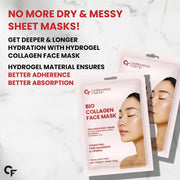 Carbamide Forte Bio Collagen Mask | Collagen Mask Overnight | Sheet Mask | Korean Glass Skin Overnight Hydrogel Face Mask Sheets for Deep Hydration, Pore Minimizing, Firming & Moisturizing | Paraben-Free | For All Skin Types | 2 Piece