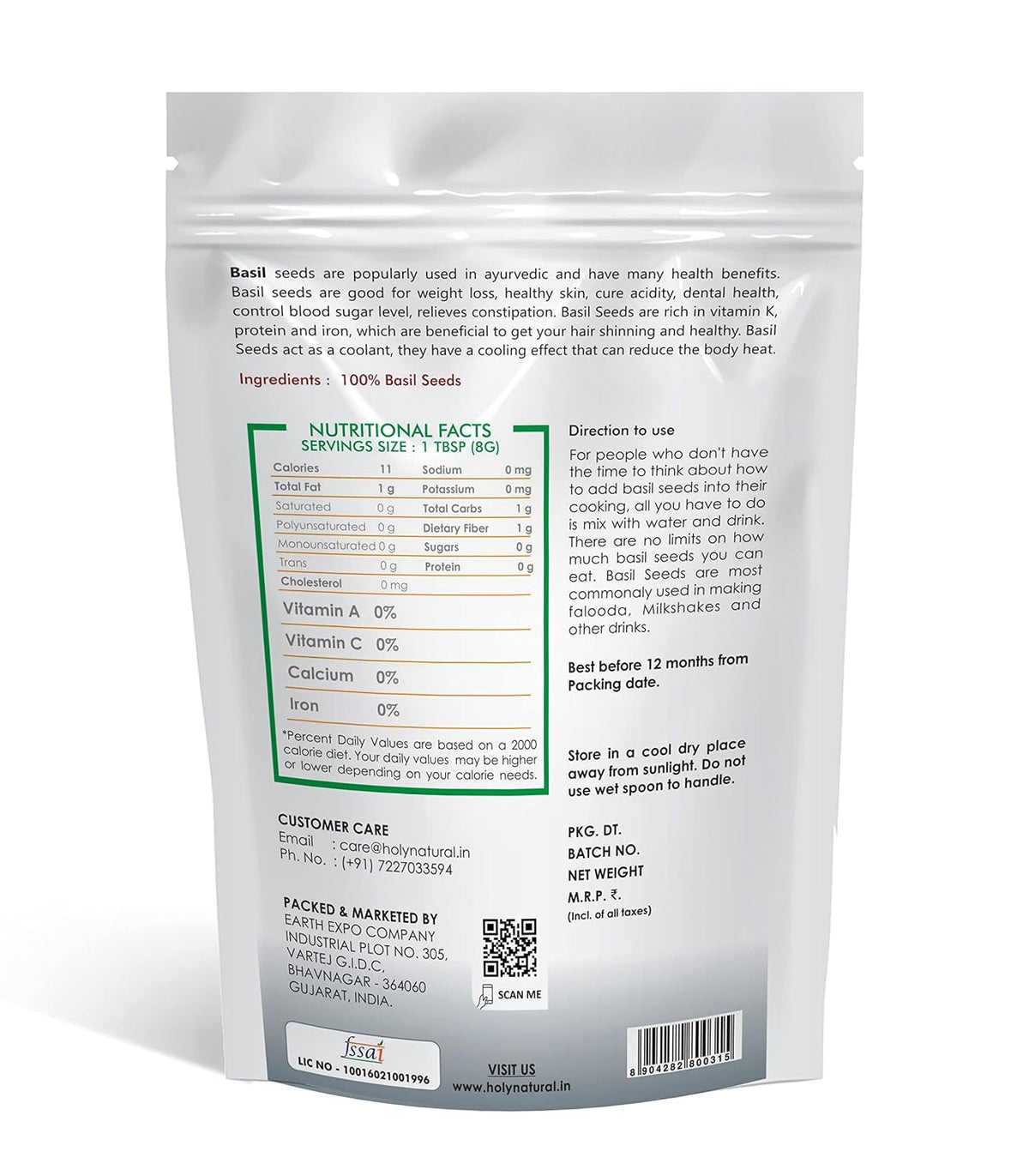 Holy Natural Basil Seeds - 100 GM | Sabja Seeds | Takmariya Seeds