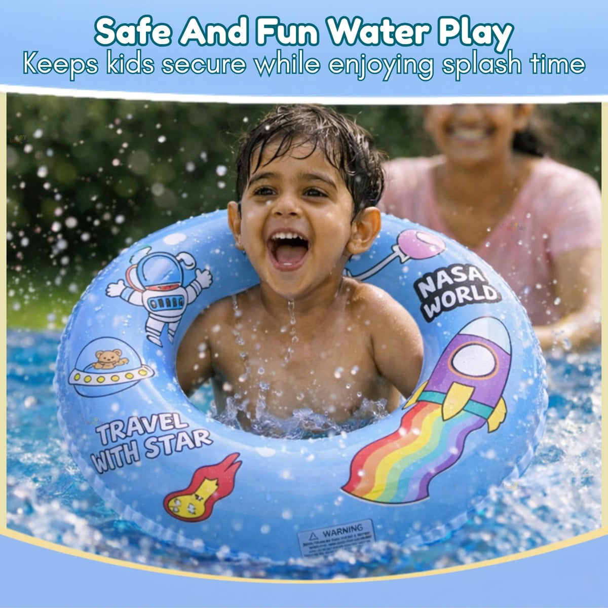Toy Imagine 24 Inch Inflatable Swim Ring for Boys, Space Theme Design, Durable Pool Float for Kids, Fun Summer Water Accessory