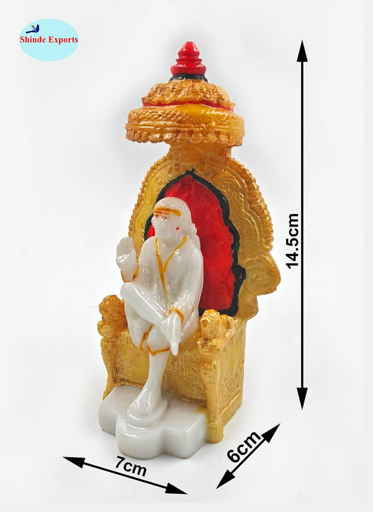 SHINDE EXPORTS shirdi saibaba Marble Idol Statue murti Home Murty for car (White, 14.5cm)
