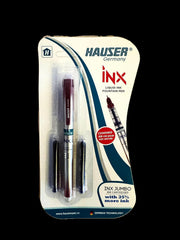 Hauser Germany INX Liquid Ink Fountain Pen Set, 2 Pens with Jumbo Ink Cartridges