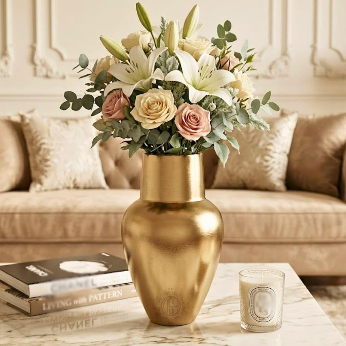 DSH Flower Vase for Living Room Decor, Modern Decorative Tabletop Vase for Center Table, Console Table, Shelf, Office and Home Decoration