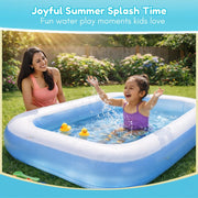 Toy Imagine 5.5 Feet Rectangular Inflatable Pool for Kids Full-Sized Bathing Tub for Boys & Girls 1–7 Years Indoor Outdoor Use Garden, Summer Party Pools (Blue, Pump Not Included) Limited