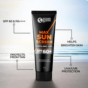 Beardo Max Cooling Gel Sunscreen SPF 60+ PA++++|UVA/UVB Protection | No White Cast |Ultra Lightweight Texture | Non-Greasy |Sunscreen for Men-10g