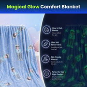Toy Imagine Glow Blanket for Kids 3–10 Years 150 x 120 cm Glow in The Dark Blanket Soft Flannel Fleece Throw Soft Cozy Warm All Season Blankets for Boys and Girls Gift (Snow Boy Design Blue)