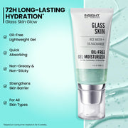 Insight Cosmetics Glass Skin Oil-Free Gel Moisturizer with 5% Niacinamide and Rice Water, Intense Hydration, 60 ml