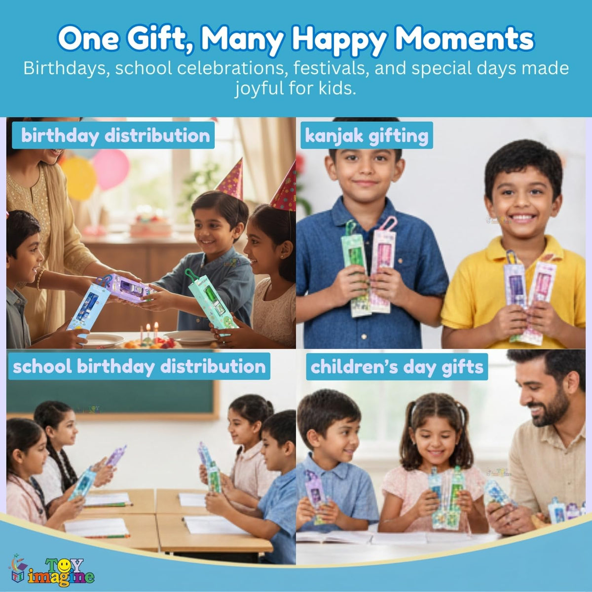 Toy Imagine Kids Stationery Kit for Birthday Return Gift | Pencils, Eraser, Scale & Sharpener | Ideal for School, Party Distribution, Kanjak, Festivals & Classroom Gifts (Pack of 12)
