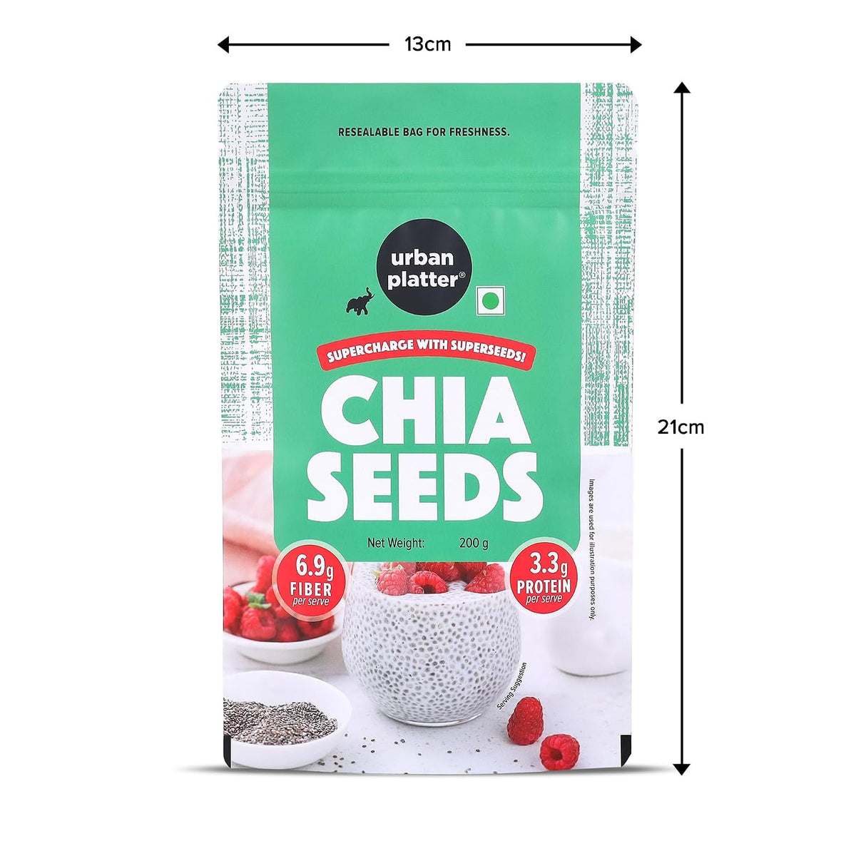Urban Platter Black Chia Seeds, 200g (Rich in Omega-3, Fibre & Protein | Superfood)