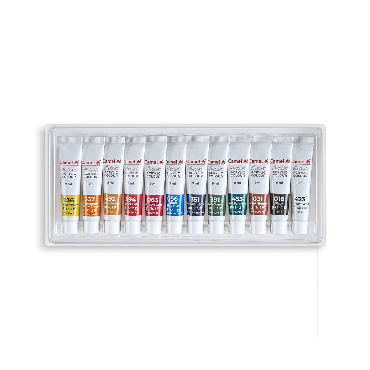 Camel 805721 Kokuyo Acrylic Color Box - 9ml Tubes, 12 Shades