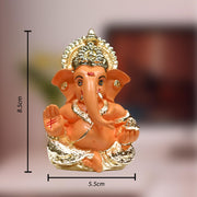 DIVINITI Gold Plated Ganesha Idol with Mango Terracotta Work - 3.5 Inch Height for Home Decor/Office Desk/Puja Room Sculpture, Infusing Positive Energy & Religious Gift (8.89 x 5.08 cm)(Mango Yellow)