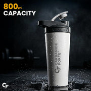 Carbamide Forte Stainless Steel Shaker for gym Bottle 800ml | Leakproof Protein Shaker Bottle with Stainless Steel Mixing Ball | Odour & Stain Resistant Gym Shaker Bottle for Protein Shakes, Creatine, BCAA & Pre-Workout