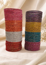 NMII Glass with Plain and Glossy Finished Bangle Set For Women and Girls