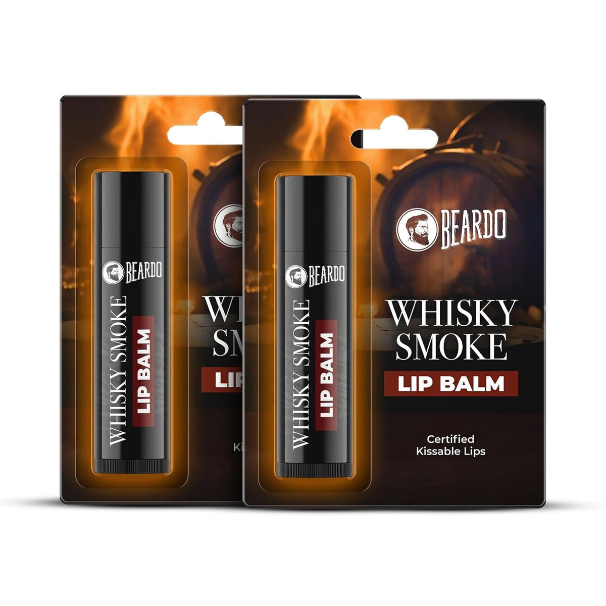 BEARDO Whisky Smoke Lip Balm for Men, 4g (Pack of 2) | Moisturizes & Soothes Dry, Cracked & Chapped Lips | Enriched with Vitamin E, Shea Butter & Coffee | Non Glossy, Non Tinted | for Men - Daily Use