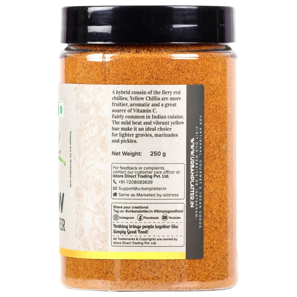 Urban Platter Yellow Chilli Powder, 250g (Mildly hot | Great for Chaats, Curries and Pickles)