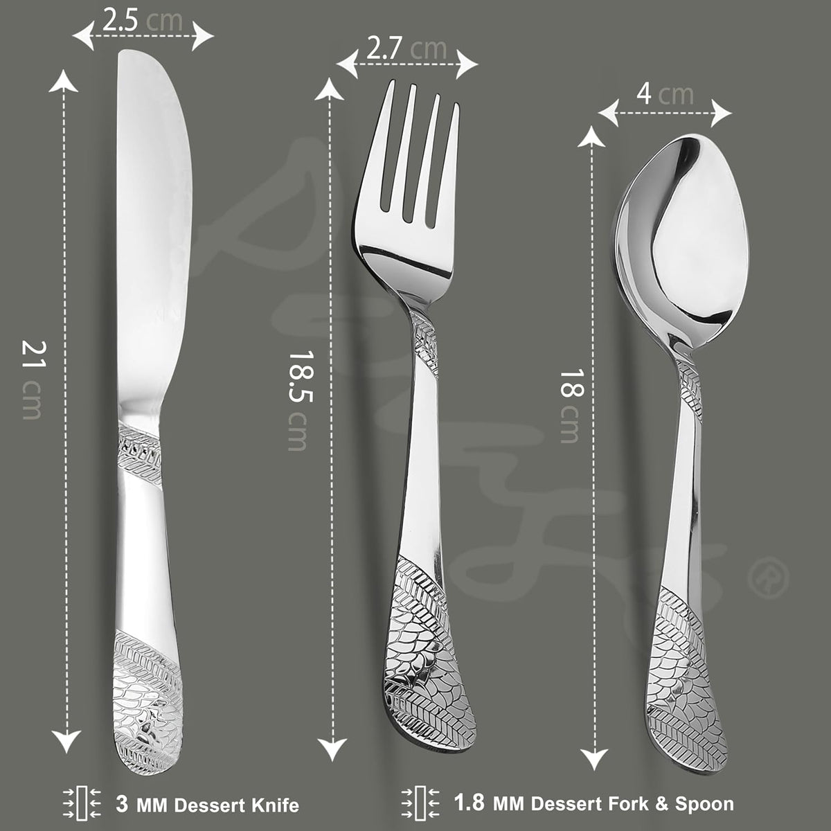 Parage 6 Pieces Premium Stainless Steel 3mm Thick Dinner/Butter Knife, Table Fork, Spoon for Home and Kitchen, Luxury Dining Tableware Gift, Imperial Design, Silver