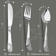 Parage 6 Pieces Premium Stainless Steel 3mm Thick Dinner/Butter Knife, Table Fork, Spoon for Home and Kitchen, Luxury Dining Tableware Gift, Imperial Design, Silver