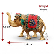 KridayKraft Metal Elephant Medium Size with Stone Work for Showpiece Enhance Your Home,Office & Table and Gift for Have House Warming Anniversaries, Birthday..