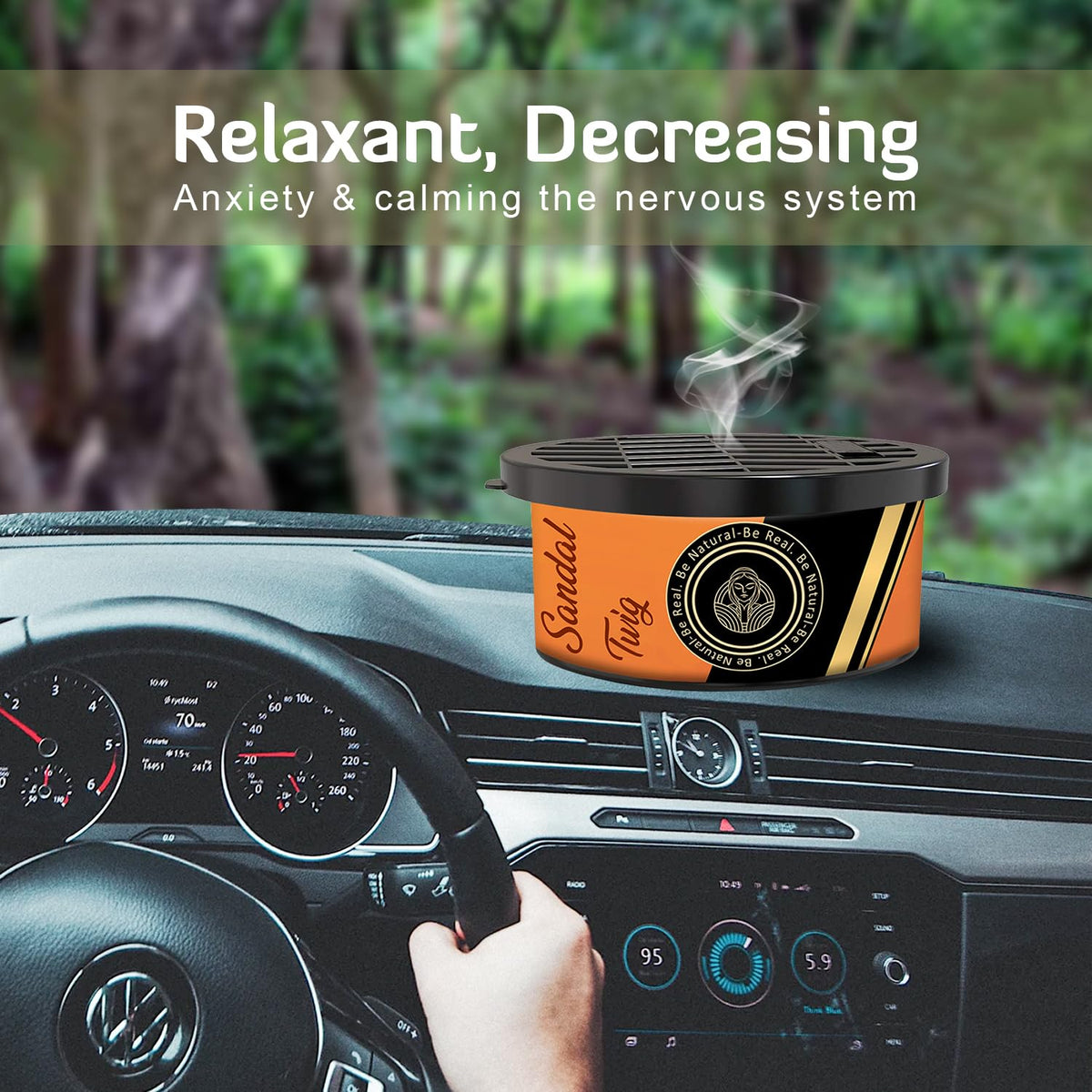 The Old Natural Car Perfume | Car Perfumes And Fresheners | Dashboard Car Freshener | Stress Relieving & Pest Repellent | Essential Oil Based Car Perfume (Sandal Twig)