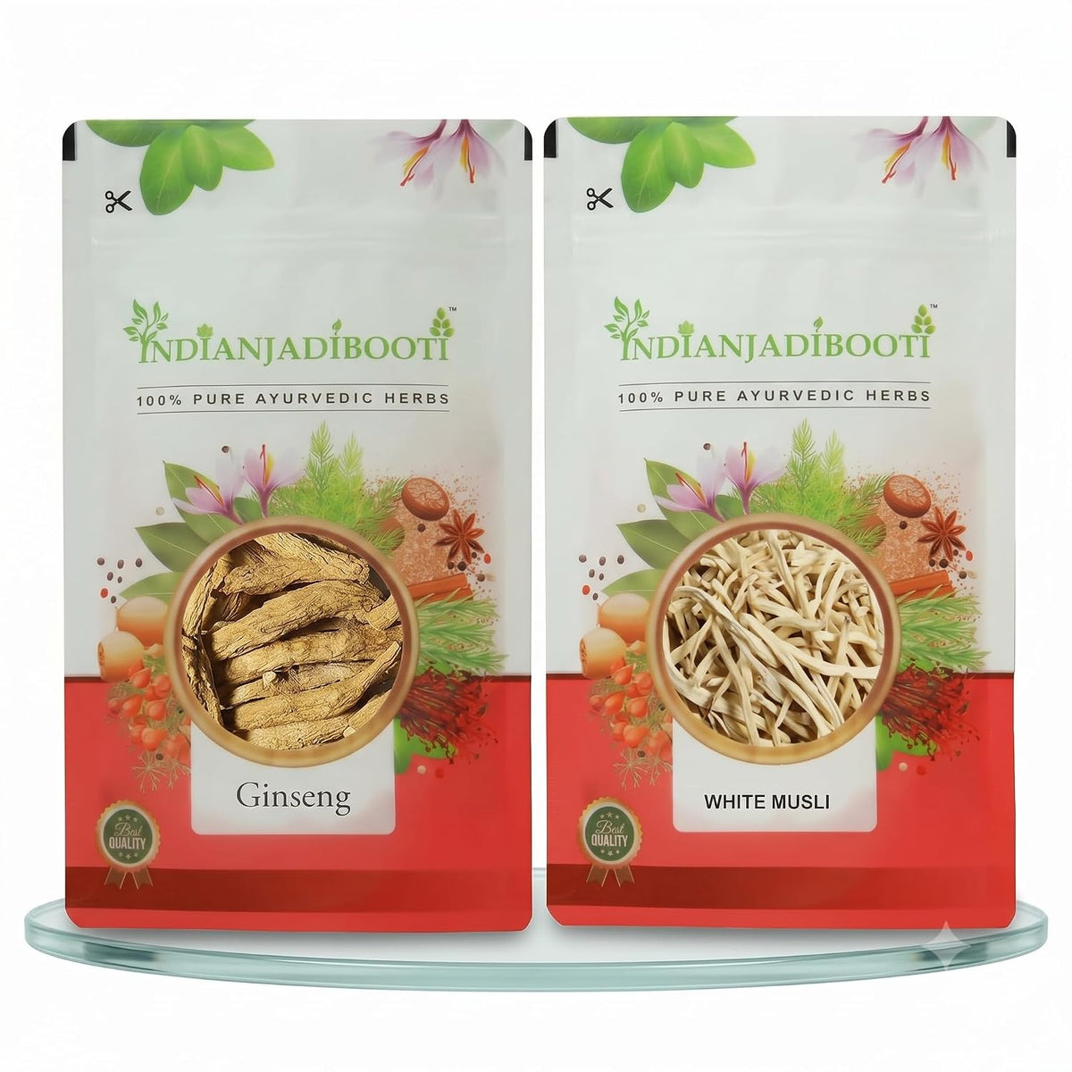 IndianJadiBooti Elite Performance Bundle: Safed Musli Root & Ginseng Root – For Peak Physical Energy, Hormonal Support & Systemic Rejuvenation