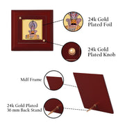 DIVINITI Khatu Shyam Ji 24K Gold Plated MDF Photo Frame|Premium Religious Table Top Frame for Home, Office & Prayer Room|Luxury Spiritual Gift Item for Housewarming, Festive Gifting|10 x 10 CM