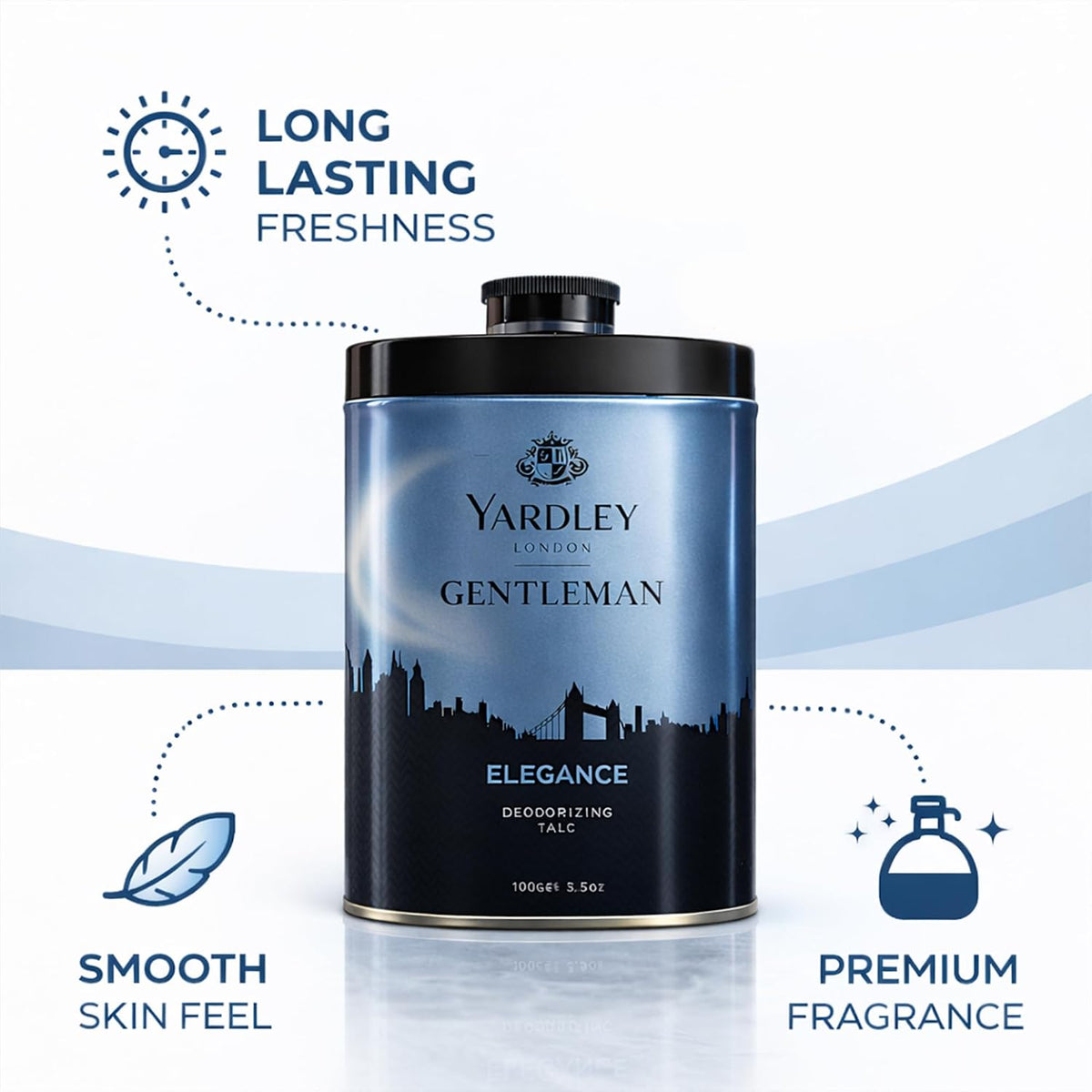 Yardley London Elegance Deodorizing Talc for Men, 100g