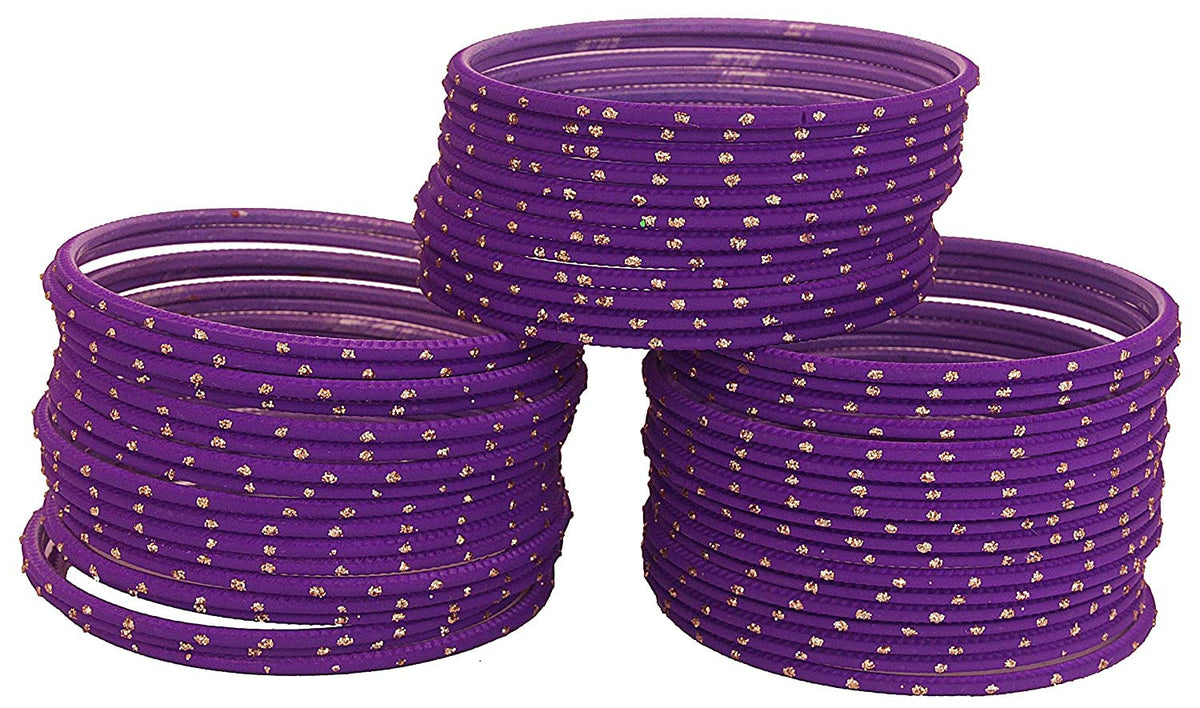 NMII Non-Precious Metal Base Metal with Polka Dots Glossy Finished Bangle Set For Women and Girls, (Brown_2.6 Inches), Pack Of 48 Bangle Set