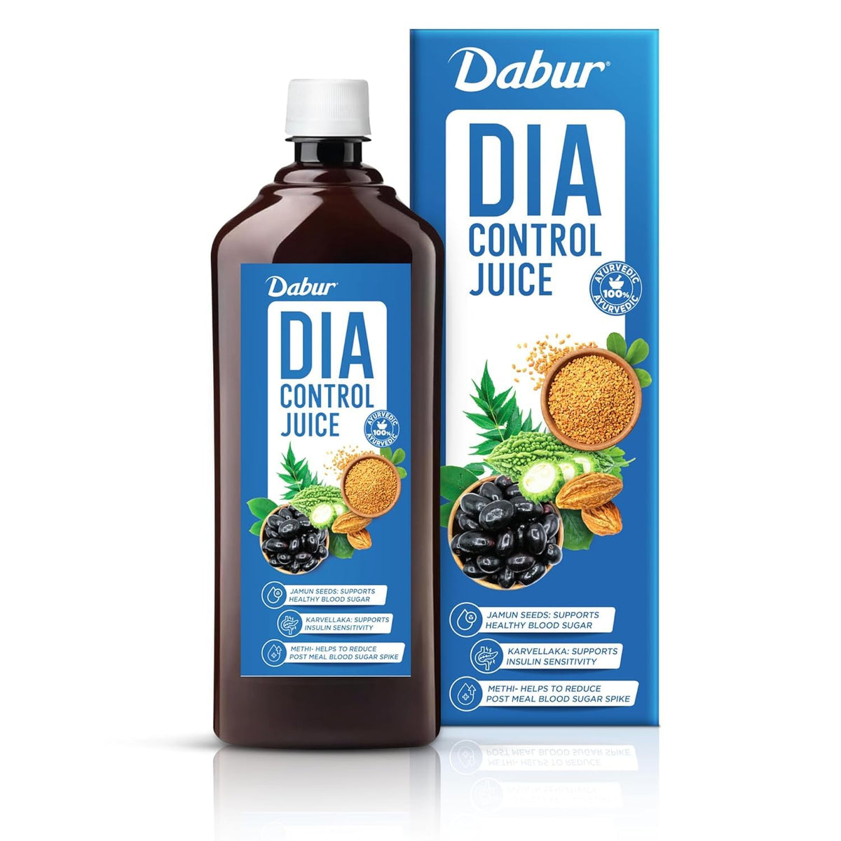 Dabur Dia Control Juice - 1L | Clinically Proven Diabetic Care | Supports Healthy Blood Sugar Levels & Insulin Sensitivity | Reduces Post Meal Sugar Spikes | Amla, Karela, Jamun, Triphala & More