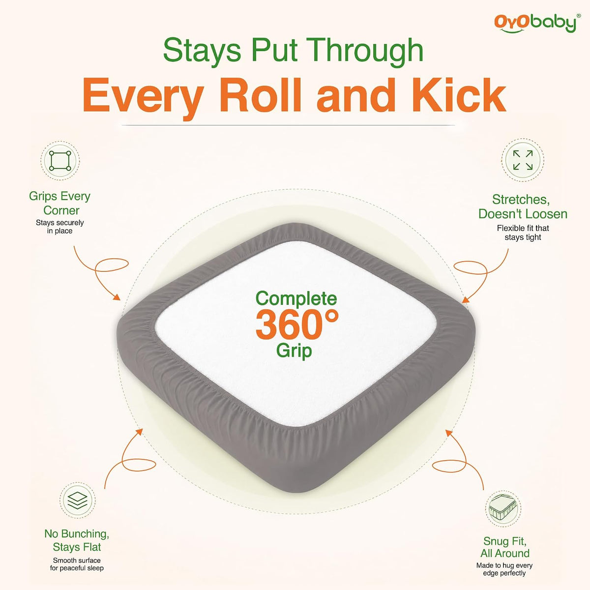 OYO BABY 100% Waterproof Premium Cotton Feel Terry Mattress Protector King Size | Ultra Soft, Breathable & Hypoallergenic Fitted Bed Cover | Mattress Cover King Size -78x72 Inch (6x6.5 Ft), Grey