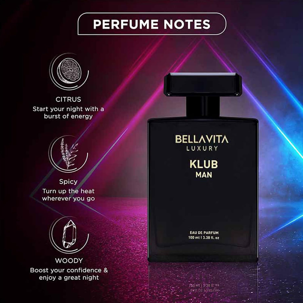 Bella Vita Luxury Unisex Adult Wood Klub Man Edp Premium Long Lasting Fragrance Spray Perfume 100Ml & Shower Gel For Deep Cleansing, Hydrating, Softer Skin With Aloe Vera 500Ml