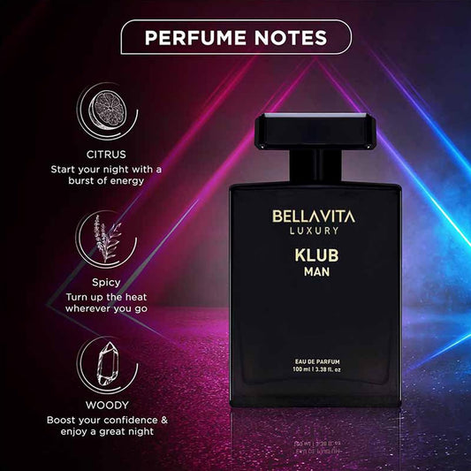Bella Vita Luxury Unisex Adult Wood Klub Man Edp Premium Long Lasting Fragrance Spray Perfume 100Ml & Shower Gel For Deep Cleansing, Hydrating, Softer Skin With Aloe Vera 500Ml