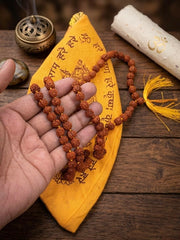 RudraDivine Natural 5 Mukhi Rudraksha Mala with Gomukhi Bag for Mantra Jaap & Wearing | Lab Certified 108+1 Beads Rudraksha Mala | Spiritual Meditation Prayer Mala for Men & Women