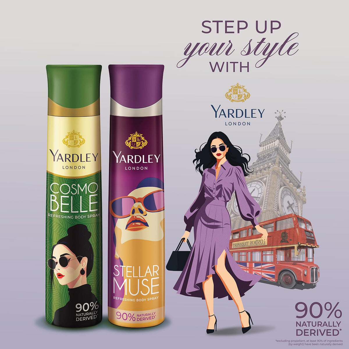 Yardley London Stellar Muse Refreshing Body Spray for Women, 150ml | Deodrant body spray for Daily use | 90% Naturally derived
