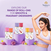 Yardley London English Lavender Underarm Deodorant Roll On | With Licorirce Extract & Floral Extracts | Smooth & Eventoned Underarms | 72 H Long Lasting Floral Scent| 0% Alcohol & Dermat Approved | For Women | 50ml