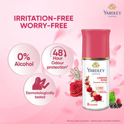 Yardley London London Rose Underarm Deodorant Roll On | With Licorirce Extract & Floral Extracts | Smooth & Eventoned Underarms | 72 H Long Lasting Floral Scent| 0% Alcohol & Dermat Approved | For Women | 50ml