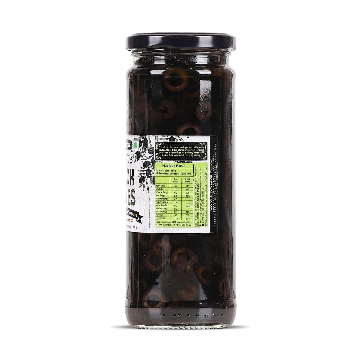 Urban Platter Sliced Black Spanish Olives, 430g (Bold, Savoury Mediterranean Flavour | Perfect for Pizzas, Pastas, Nachos & Salads)
