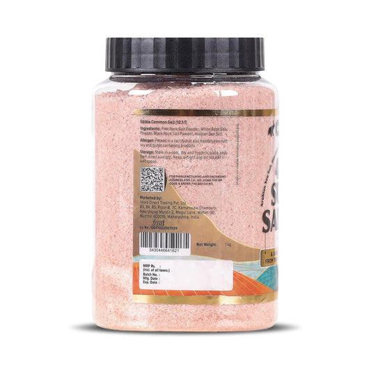 Urban Platter 4 in 1 Super Salt Mix, 1kg (Pink Himalayan Salt, White Rock Salt, Black Salt & Arabian Sea Salt | Signature Blend of Origin Salts | Everyday Cooking Essential)