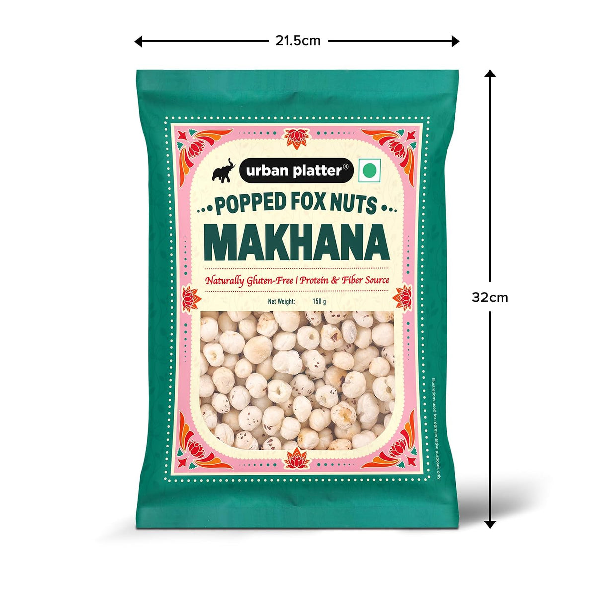 Urban Platter Makhana, 150g (Popped Water Lily Seeds, Source of Protein and Fiber, Unroasted and Unsalted)