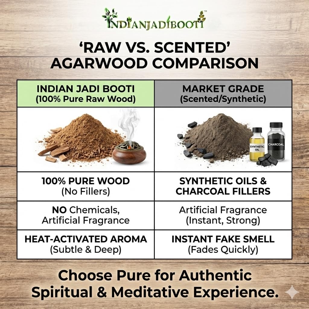 IndianJadiBooti Agarwood Powder (900g Pack of 3) | Raw Agar Wood Dust (Oud) for Dhoop & Incense Making | Aquilaria Agallocha | Natural Havan Samagri | Non-Perfumed Base Material