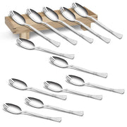 Parage 3-in-1 Stainless Steel 12 Pieces Spoon Fork Set | Spoon Cum Fork Set | Spork for Soups, Noodles| Length: 16 cm| Silver| Set of 12