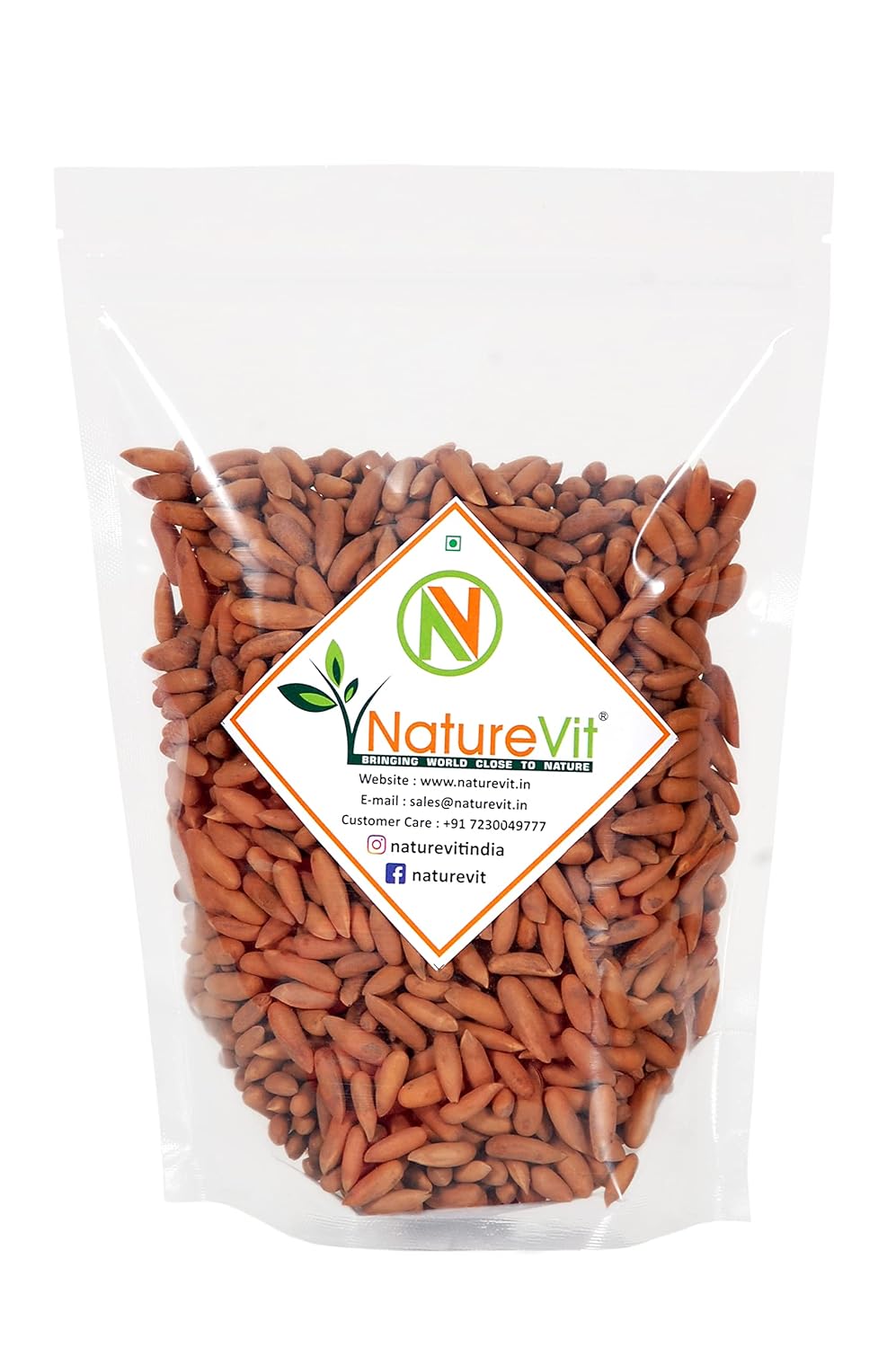 NatureVit Pine Nut with Shell, 100g | Whole Chilgoza | Chilgoja Seeds | Jumbo Size | Pure, Natural & Premium