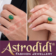ASTRODIDI Green Hakik Stone Ring in Panchdhatu with Lab Report for Men and Women | Lab Certified Green Agate Hara Akik Aqeeq Haqiq Gemstone (Weigh: 7-8 Carat and Ring Size: Adjustable)