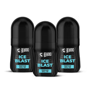Beardo Ice Blast Perfume Roll-On, (50ml x 3) for Men | Long-Lasting Menthol Freshness with Musk & Woody Notes 50ml | Perfumed Antiperspirant for Odour Protection | No Sweat, Cooling Effect, All-Day Freshness