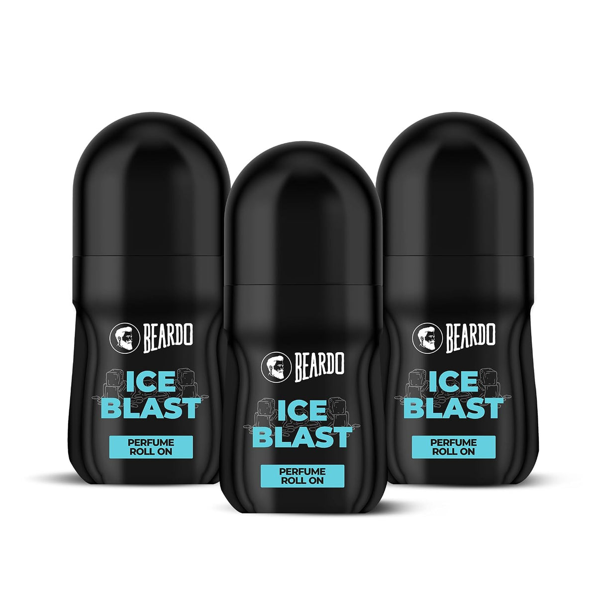 Beardo Ice Blast Perfume Roll-On, (50ml x 3) for Men | Long-Lasting Menthol Freshness with Musk & Woody Notes 50ml | Perfumed Antiperspirant for Odour Protection | No Sweat, Cooling Effect, All-Day Freshness