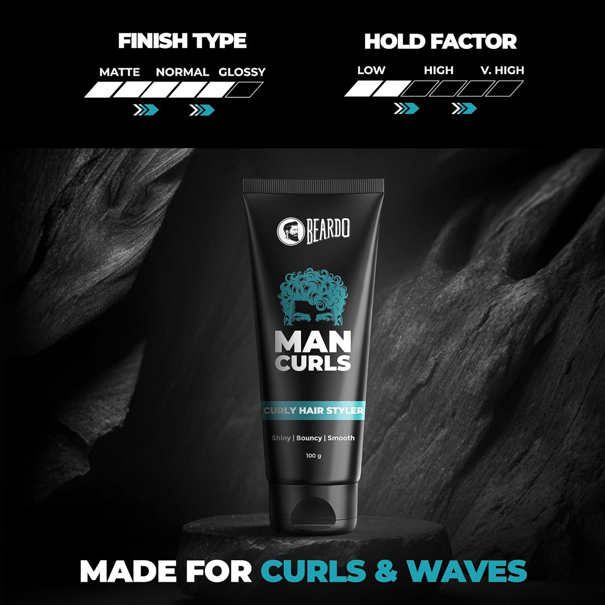 Beardo Classic Curls Combo (Set of 3) | Man Curls Curl Cream, Hair Volumizing Sea Salt Spray, Detangling Hair Brush | Flaxseed Gel for Hair, Leave in Cream, Hair Spray