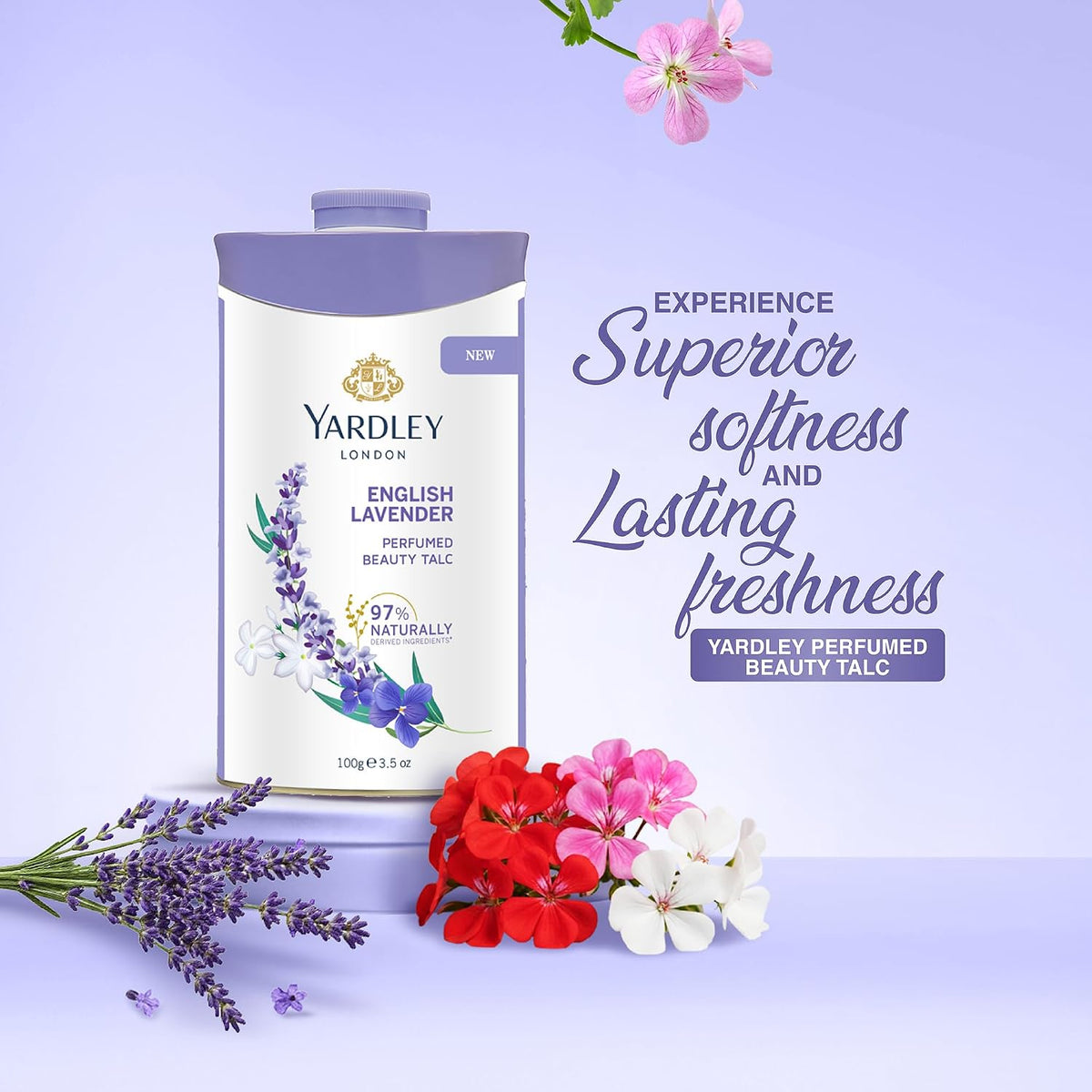 Yardley London English Lavender Perfumed Beauty Talc For Fragrant Glow|100g